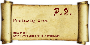 Preiszig Uros névjegykártya